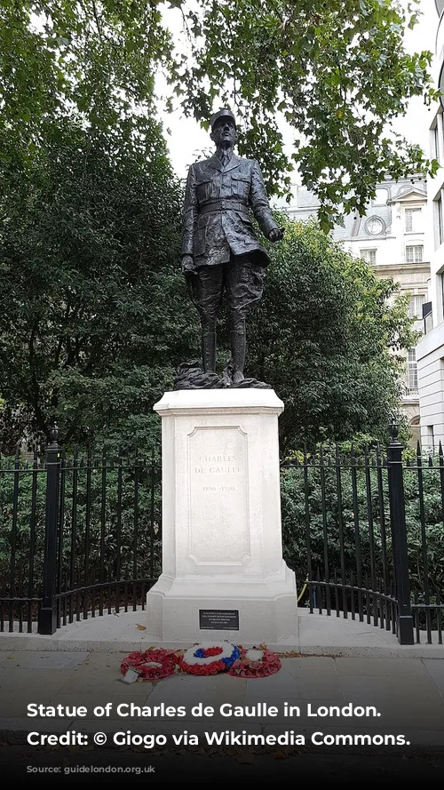 Statue of Charles de Gaulle in London. Photo Credit: © Giogo via Wikimedia Commons. 