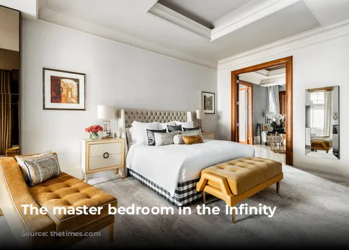 The master bedroom in the Infinity Suite