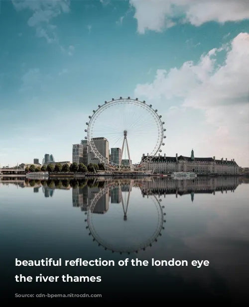 beautiful reflection of the london eye in the river thames