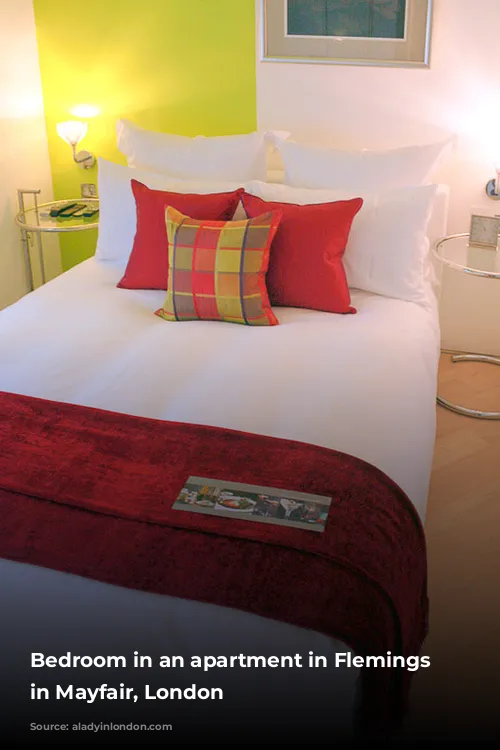 Bedroom in an apartment in Flemings Hotel in Mayfair, London