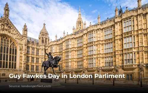 Guy Fawkes Day in London Parliment Building