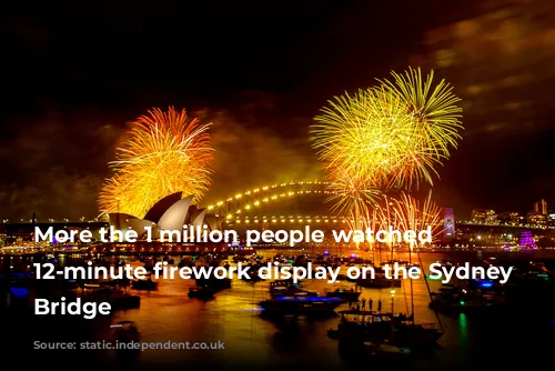 More the 1 million people watched the 12-minute firework display on the Sydney Harbour Bridge