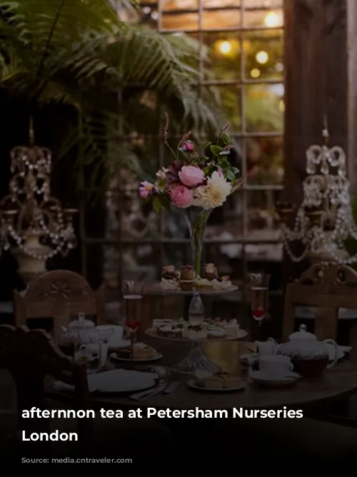 afternnon tea at Petersham Nurseries Richmond London