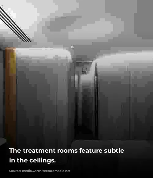 The treatment rooms feature subtle reliefs in the ceilings.