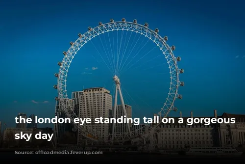 the london eye standing tall on a gorgeous blue sky day