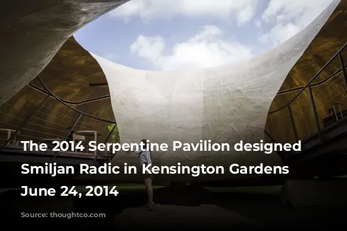 The 2014 Serpentine Pavilion designed by Smiljan Radic in Kensington Gardens on June 24, 2014