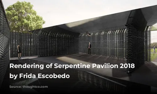 Rendering of Serpentine Pavilion 2018 Designed by Frida Escobedo