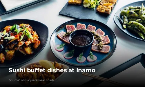 Sushi buffet dishes at Inamo