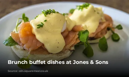 Brunch buffet dishes at Jones & Sons