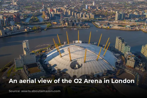 An aerial view of the O2 Arena in London