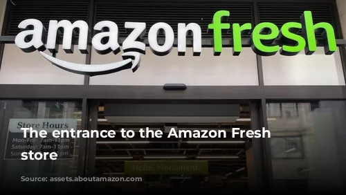 The entrance to the Amazon Fresh Monument store