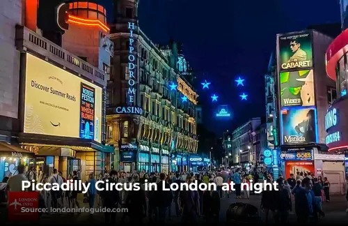 Piccadilly Circus in London at night