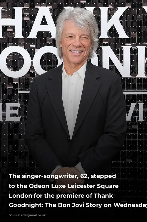 The singer-songwriter, 62, stepped out to the Odeon Luxe Leicester Square in London for the premiere of Thank You, Goodnight: The Bon Jovi Story on Wednesday