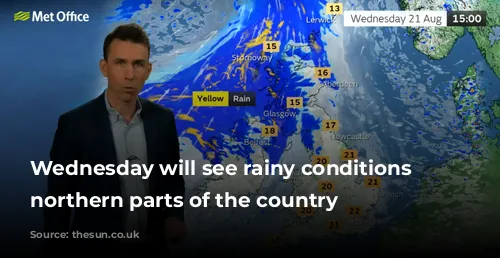 Wednesday will see rainy conditions in northern parts of the country