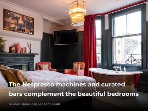 The Nespresso machines and curated mini bars complement the beautiful bedrooms