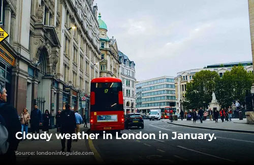 Cloudy weather in London in January.