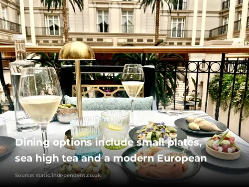 Dining options include small plates, high sea high tea and a modern European menu