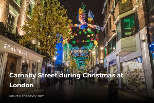 Carnaby Street during Christmas at night, London