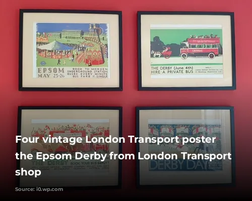 Four vintage London Transport poster advertising the Epsom Derby from London Transport online shop