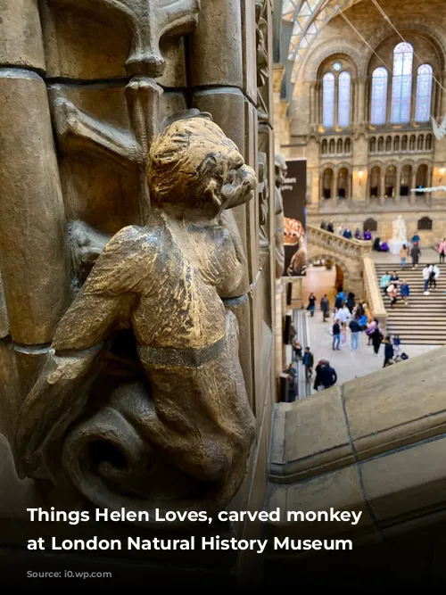 Things Helen Loves, carved monkey embellishment at London Natural History Museum