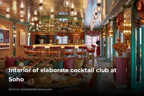 Interior of elaborate cocktail club at Broadwick Soho