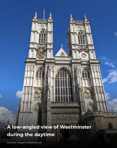 A low-angled view of Westminster Cathedral during the daytime