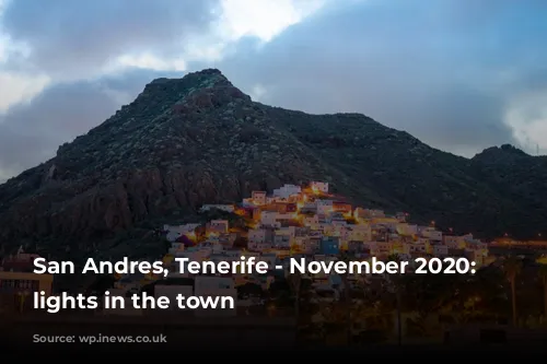 San Andres, Tenerife - November 2020: Night lights in the town