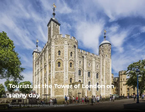 Tourists at the Tower of London on a sunny day