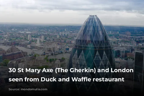 30 St Mary Axe (The Gherkin) and London skyline seen from Duck and Waffle restaurant