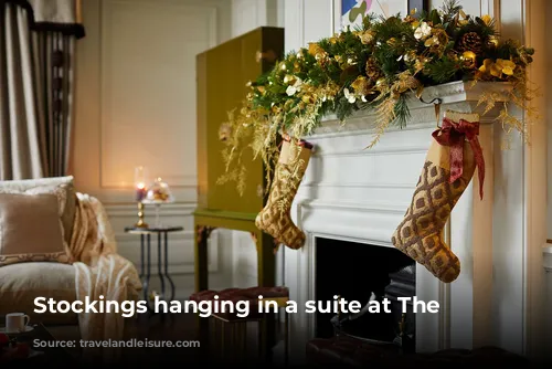 Stockings hanging in a suite at The Dorchester