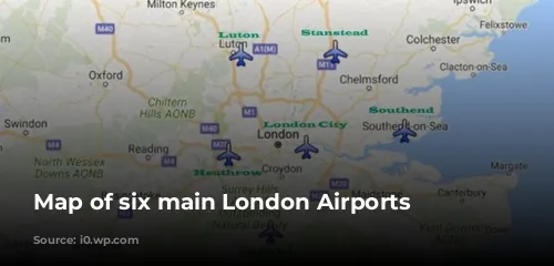 Map of six main London Airports