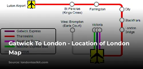 Gatwick To London - Location of London Termini Map