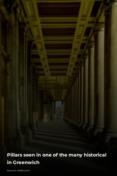 Pillars seen in one of the many historical buildings in Greenwich